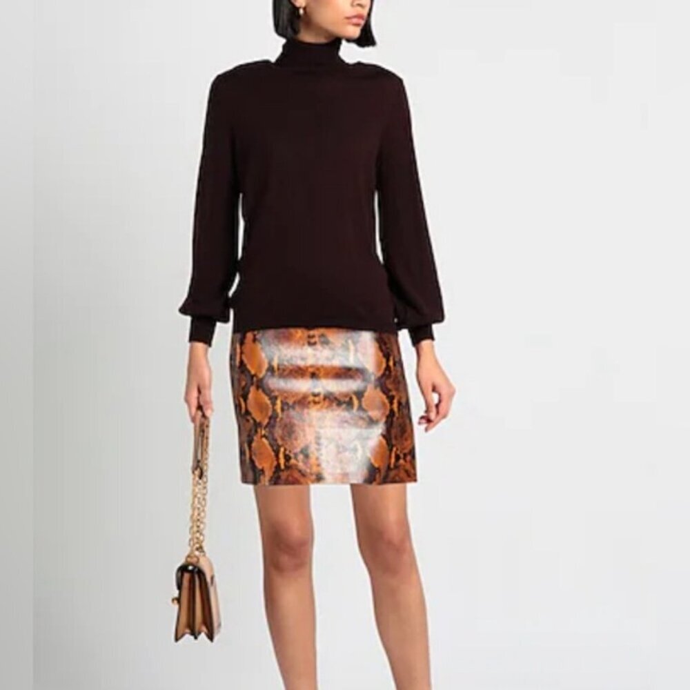 NWT PINKO Made in Italy 🇮🇹 BU CLUB Snake Print Mini Skirt Faux Leather Size 4